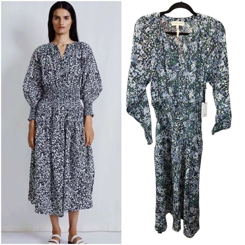 NWT Apiece Apart La Ventura Maxi Dress Bold Blomster Blue Floral Size M
